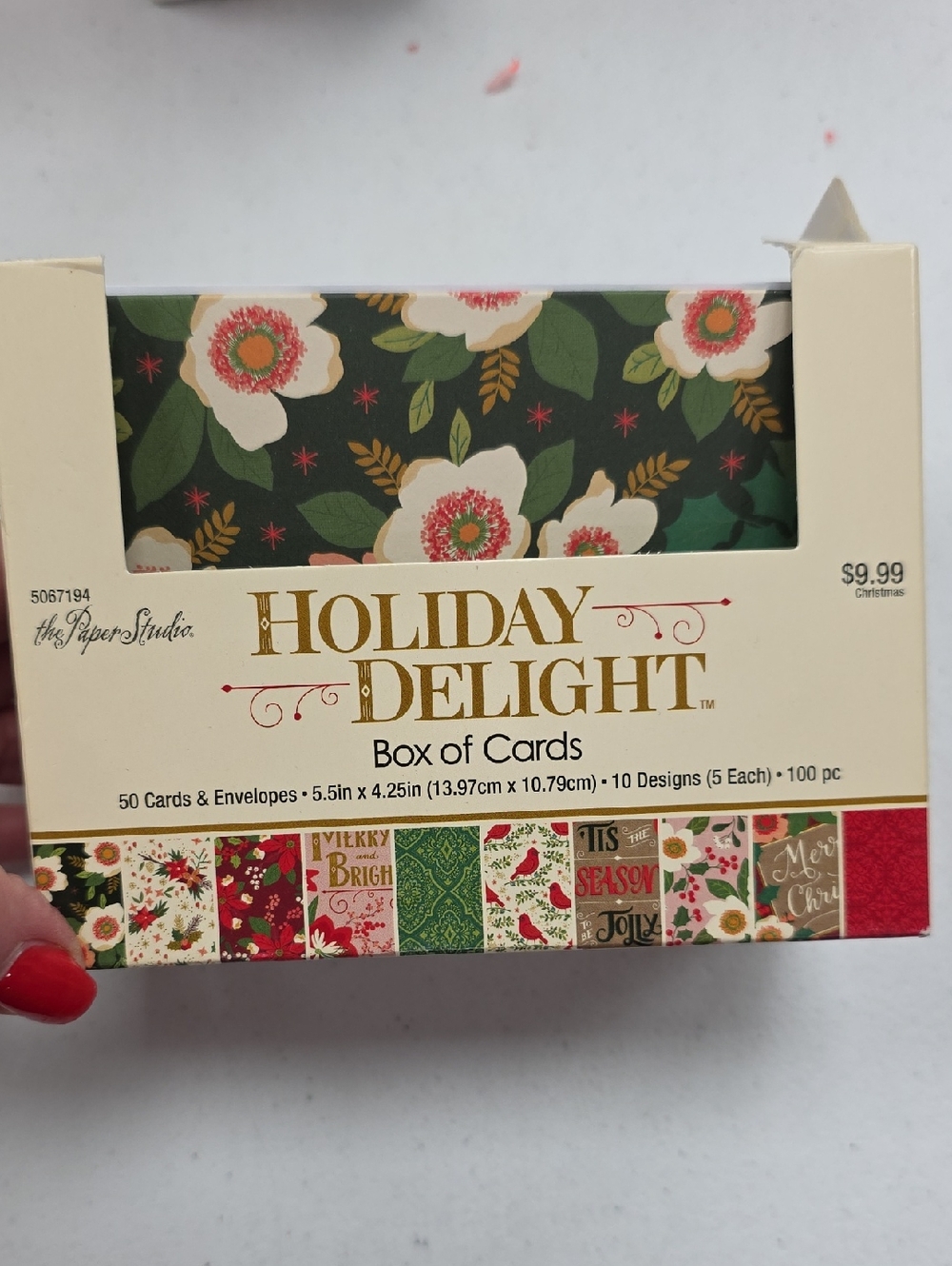 The Paper Studio Holiday Delight Box of Cards - Green Floral